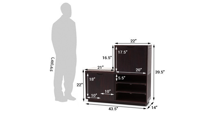 Wellington Shoe Rack & Bench (Dark Walnut)